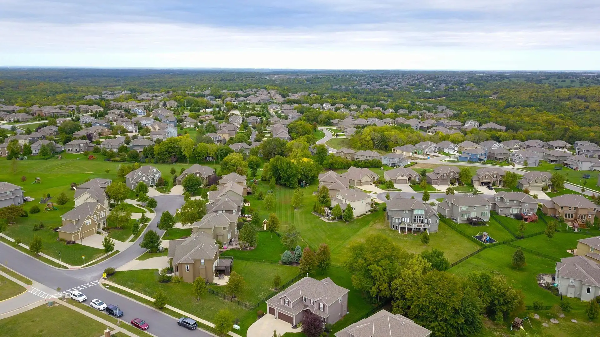 Aerial view of a Michigan neighborhood